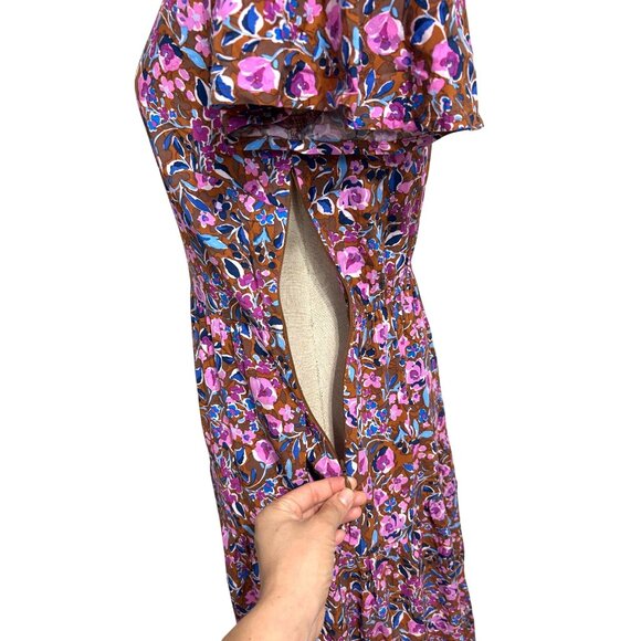 J.Crew Factory Dress Women's Size 2 Flutter-Sleeve Tiered Midi Floral Multicolor - Picture 3 of 10